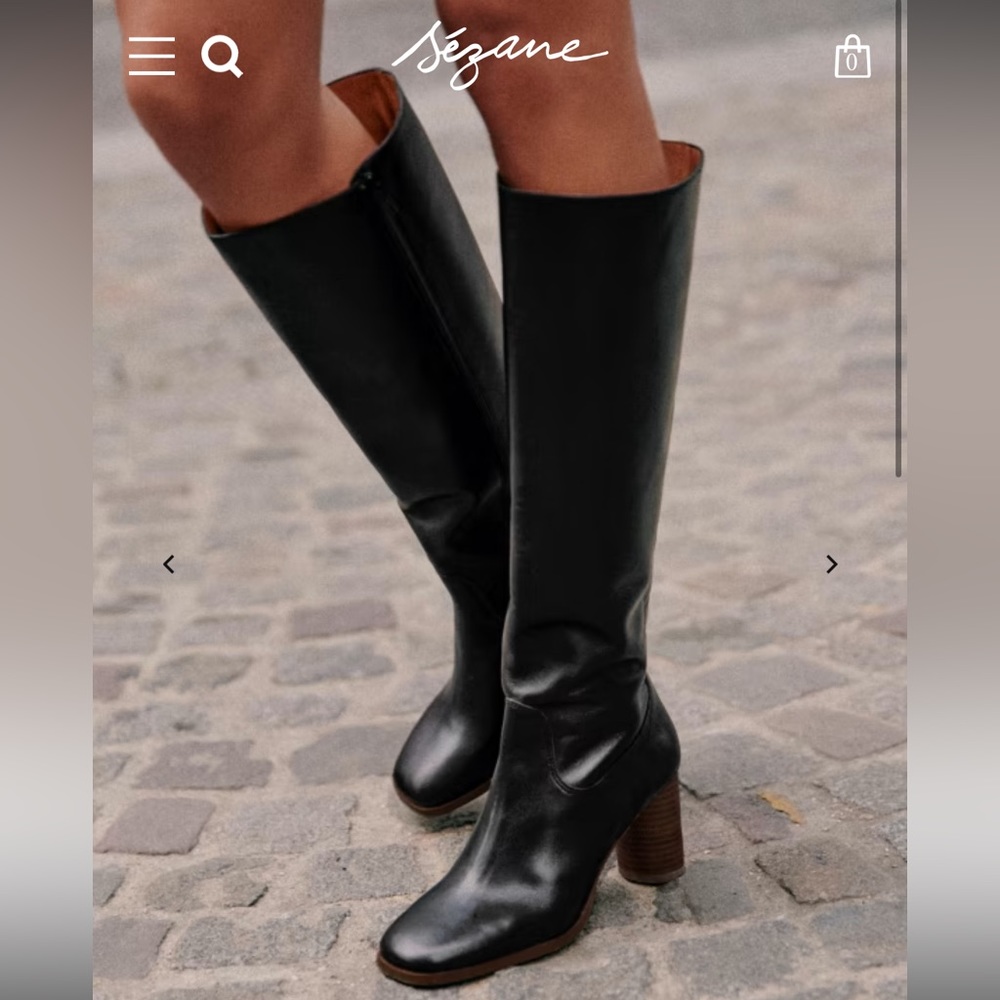 Sezane Teddy Heeled Boot, Black NWT